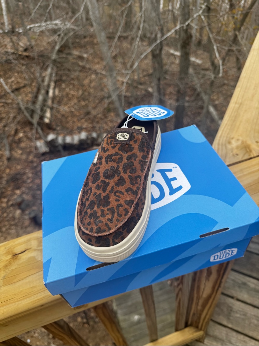 Hey Dude Brown Leopard Slip-On Canvas Shoe with White Sole